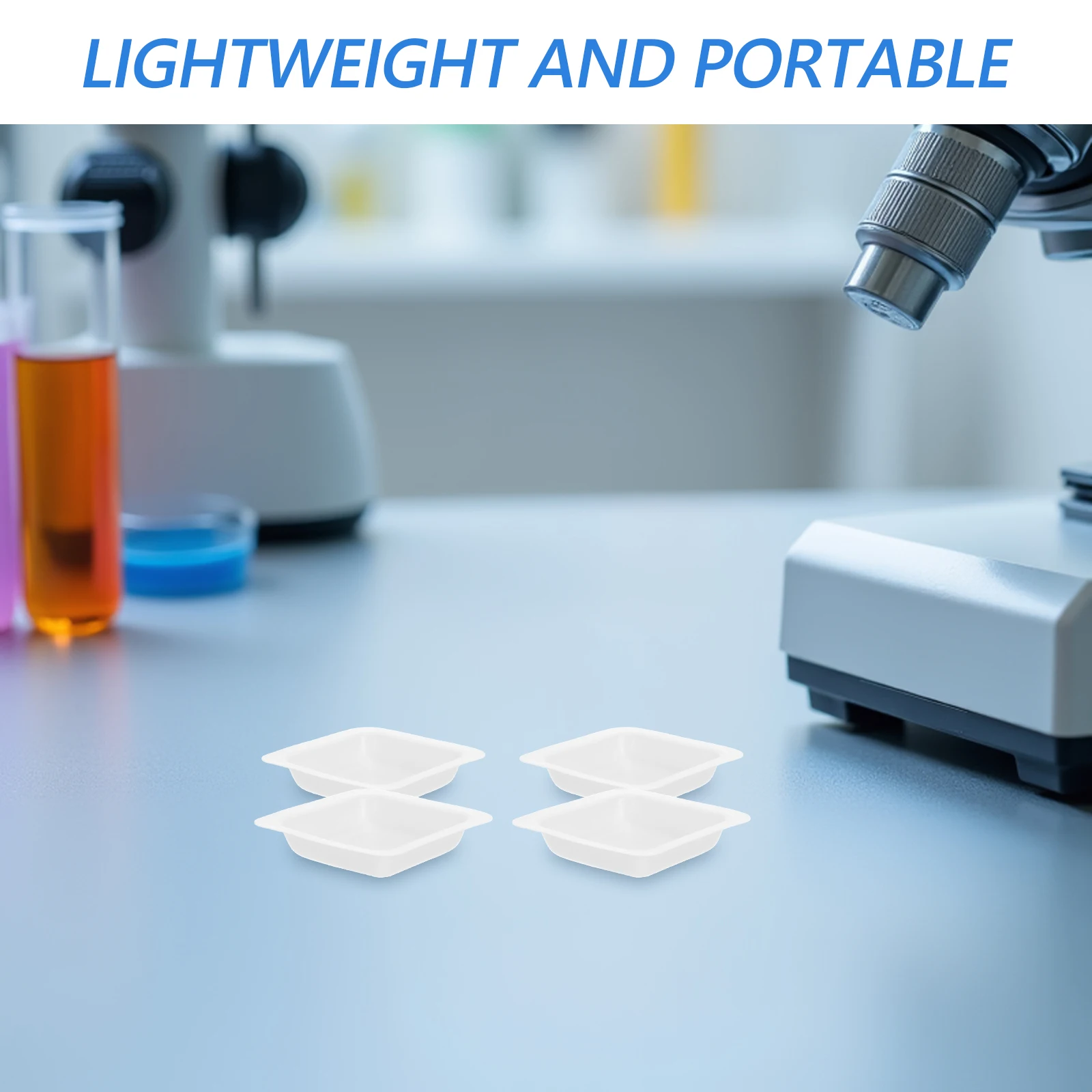 

50 Pcs Plastic Weighing Dish Lab Pans Square Plate Scale Trays Plates Case Work Small Boats Large