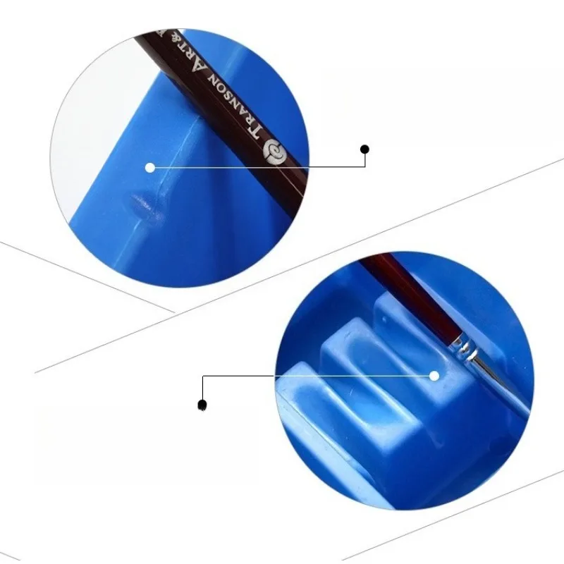 Blue Plastic Multifunctional Square Brush Washer with Pen Holes for Washing Gouache and Oil Painting Brushes Art Supplies