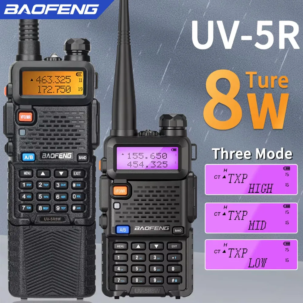 Baofeng Walkie Talkie UV 5R 5W 8W Dual Band Ham Two Way Radio Vhf Uhf FM Radio Handheld Transceiver Jagen 16KM