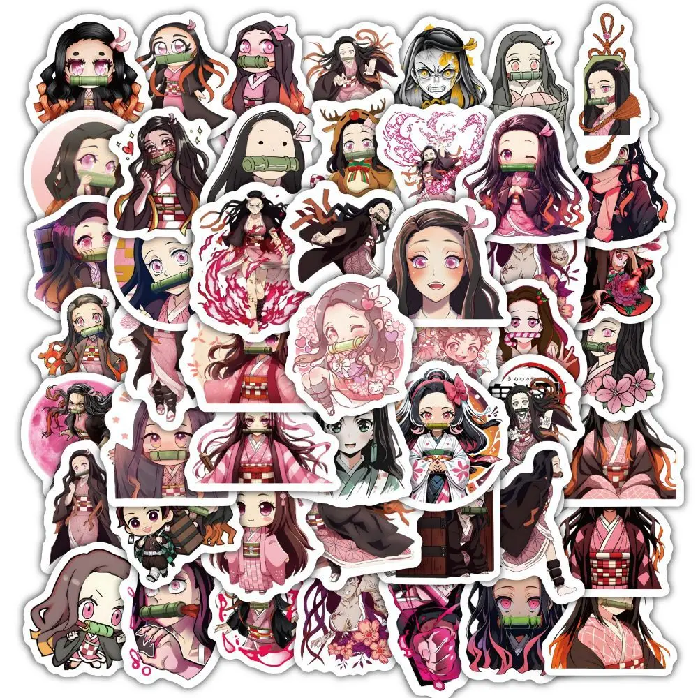 10/60PCS Anime Demon Slayer Kamado Nezuko Figure Sticker Cartoon Art Picture Laptop Guitar Water Cup Cafe Decor Diy Stickers Toy