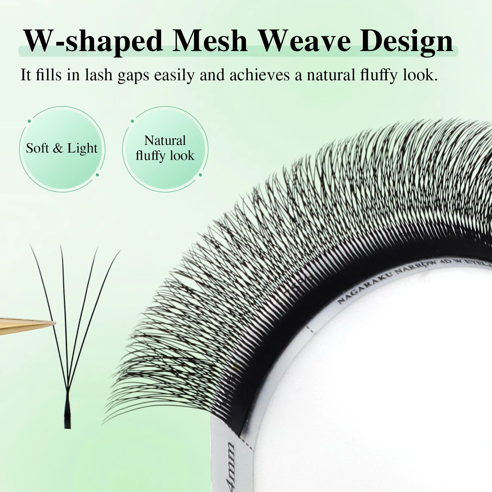 NAGARAKU V-Form Schmale 4D W Wimpernverlängerung Natürlicher Weicher Kleiner Fächer Flauschiger Look Mesh Volumen Vorgefertigte Wimpern – Detail 5
