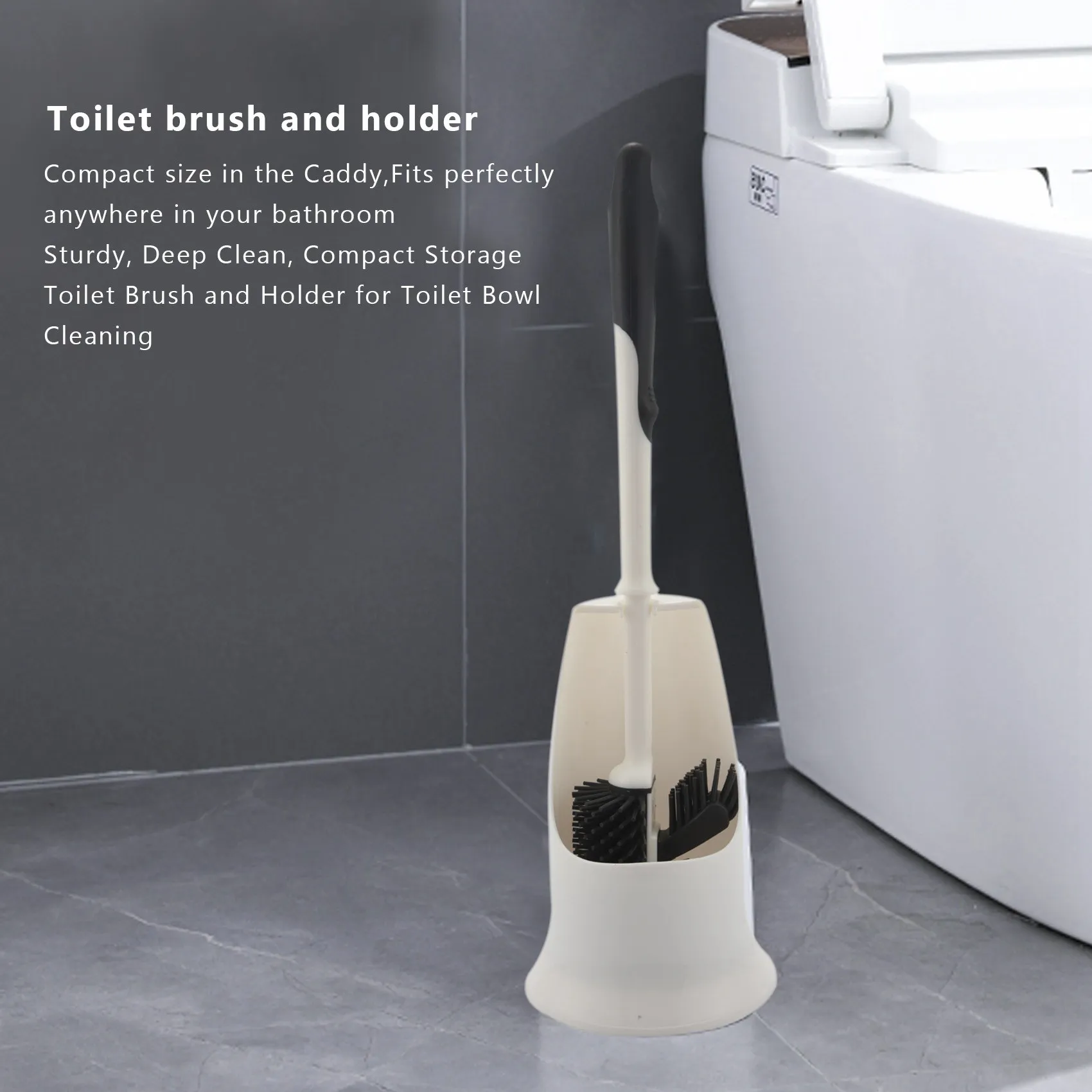 Toilet Brush And Holder,Toilet Bowl Cleaning Brush Set,Under Rim Lip Brush And Storage Caddy For Bathroom