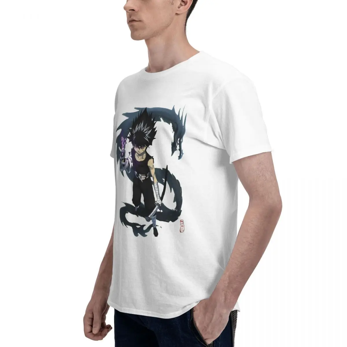 تي شيرت رجالي يو هاكوشو برقبة دائرية ، تي شيرت مطبوع على الموضة الرائعة ، قمم كبيرة الحجم ، ملابس قصيرة الأكمام ، فكرة تي شيرت ، هدية