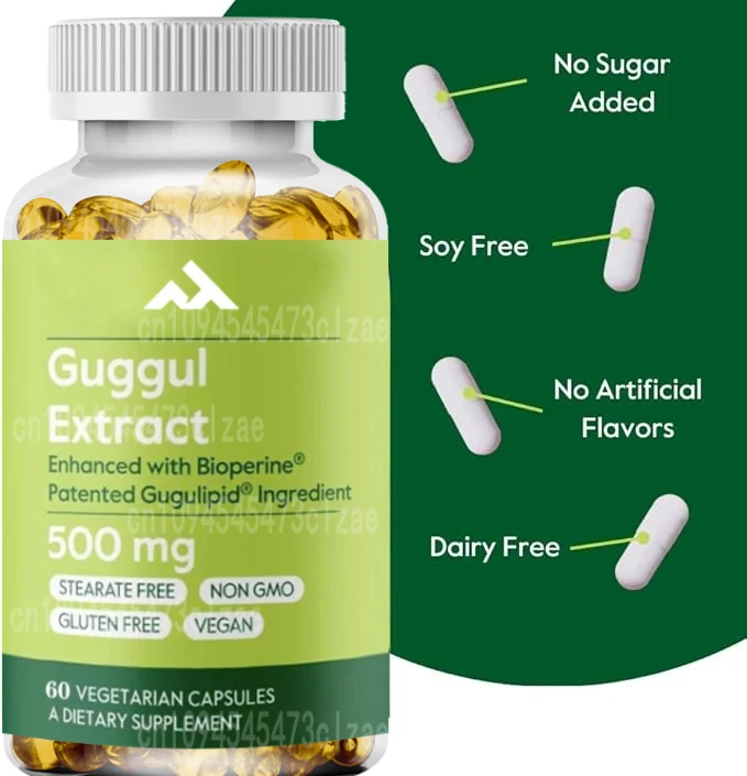 

Guggul Extract 500mg (60 Vegetarian Capsules)No Fillers - No Stearates - Vegan