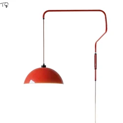 Industrial Swing Arm Red Wall Lamp Living/Dining Room LED E27 Folding Retractable Wall Mounted Bedroom Kitchen Background Salon