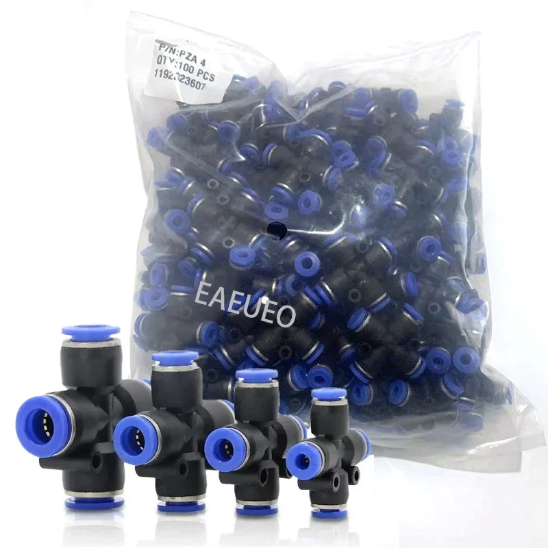 

50/100/500/1000Pcs Pneumatic Quick Plug Connector PZA-4/6/8/10/12mm Four-Way Quick Connector To Air Compressor Pu Pipe Connector