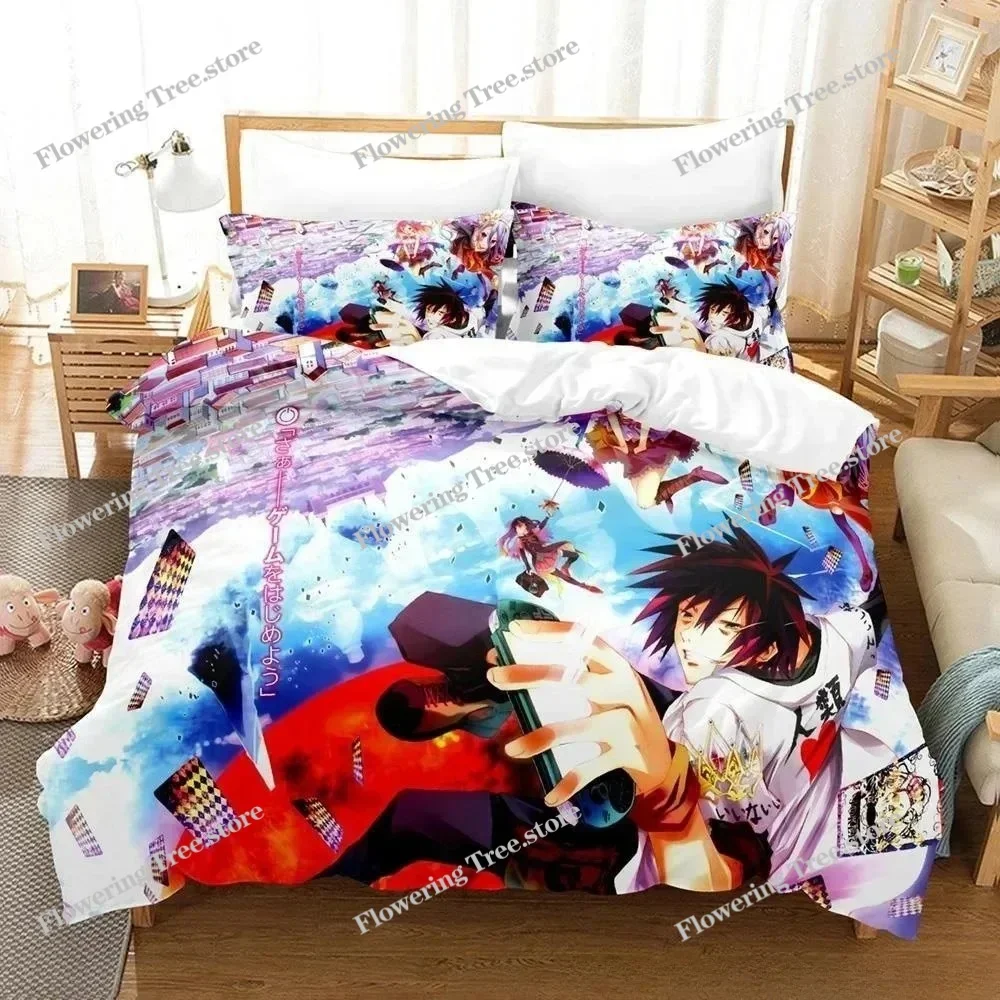 

New 3D Printing Kawaii Girls bedding No Game No Life Bedding Set Cartoon Anime set Adult Kid Bedroom Duvetcover Sets