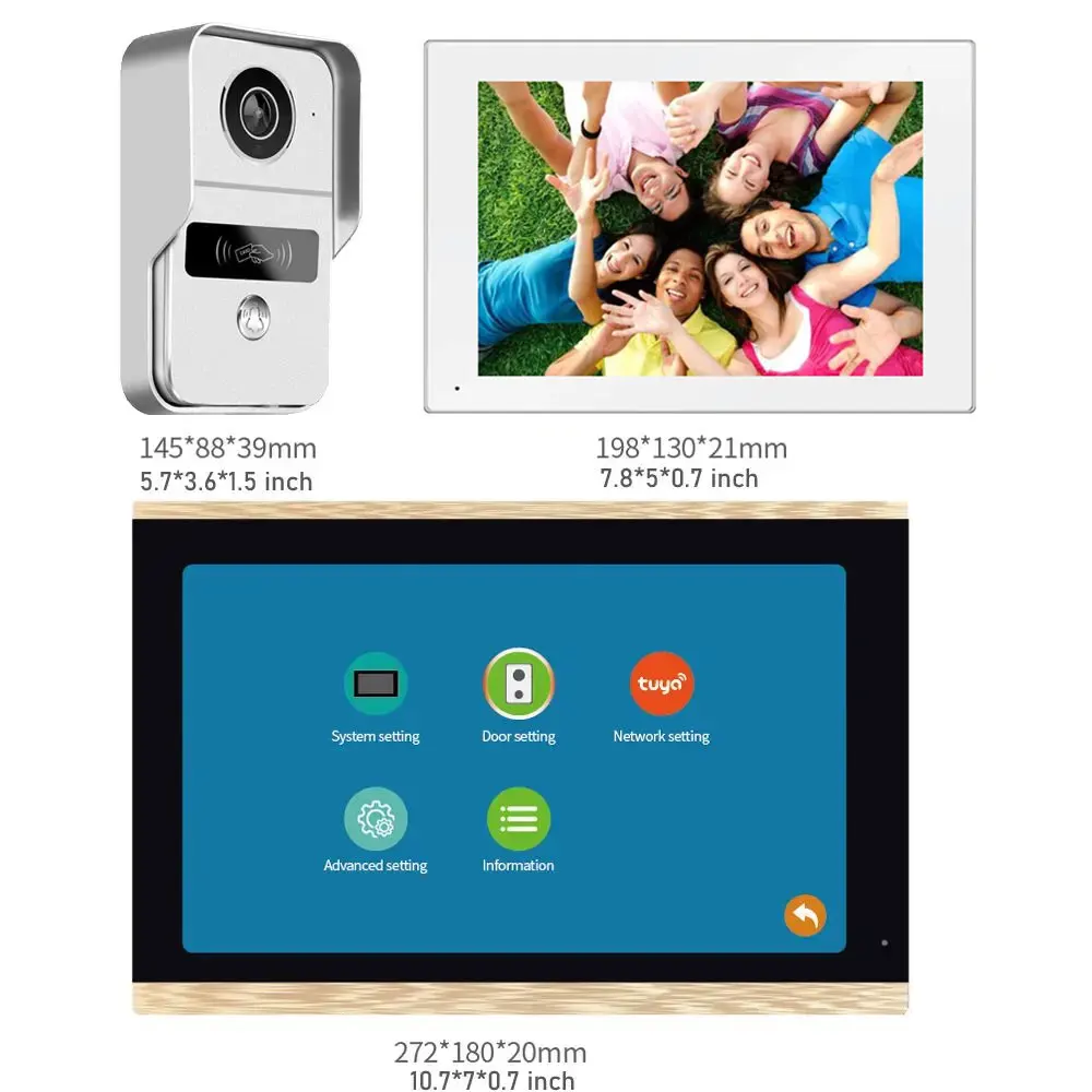 7 Inch 10 Color Touch Screen Wireless Wifi Video Doorbell TUYA 1080P Smart APP Home Intercom Kit for RFID Access Control System