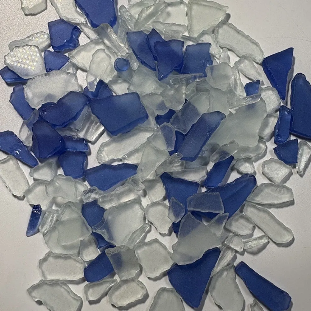500g Sea Glass Shards Beach Style Vase Filler Crushed Christmas Tree Crafts Material DIY Materials Irregular