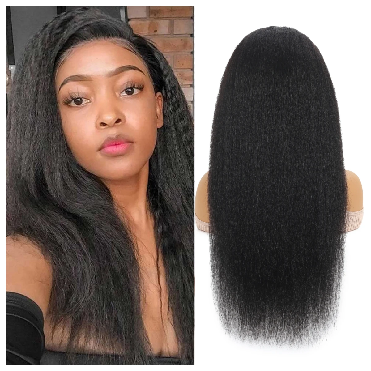 Kinky Straight 13X4 Lace Front Wigs Human Hair 100% Real Natural Yaki Remy Hair 16 To 28 Inch wigs for Women Preplucked