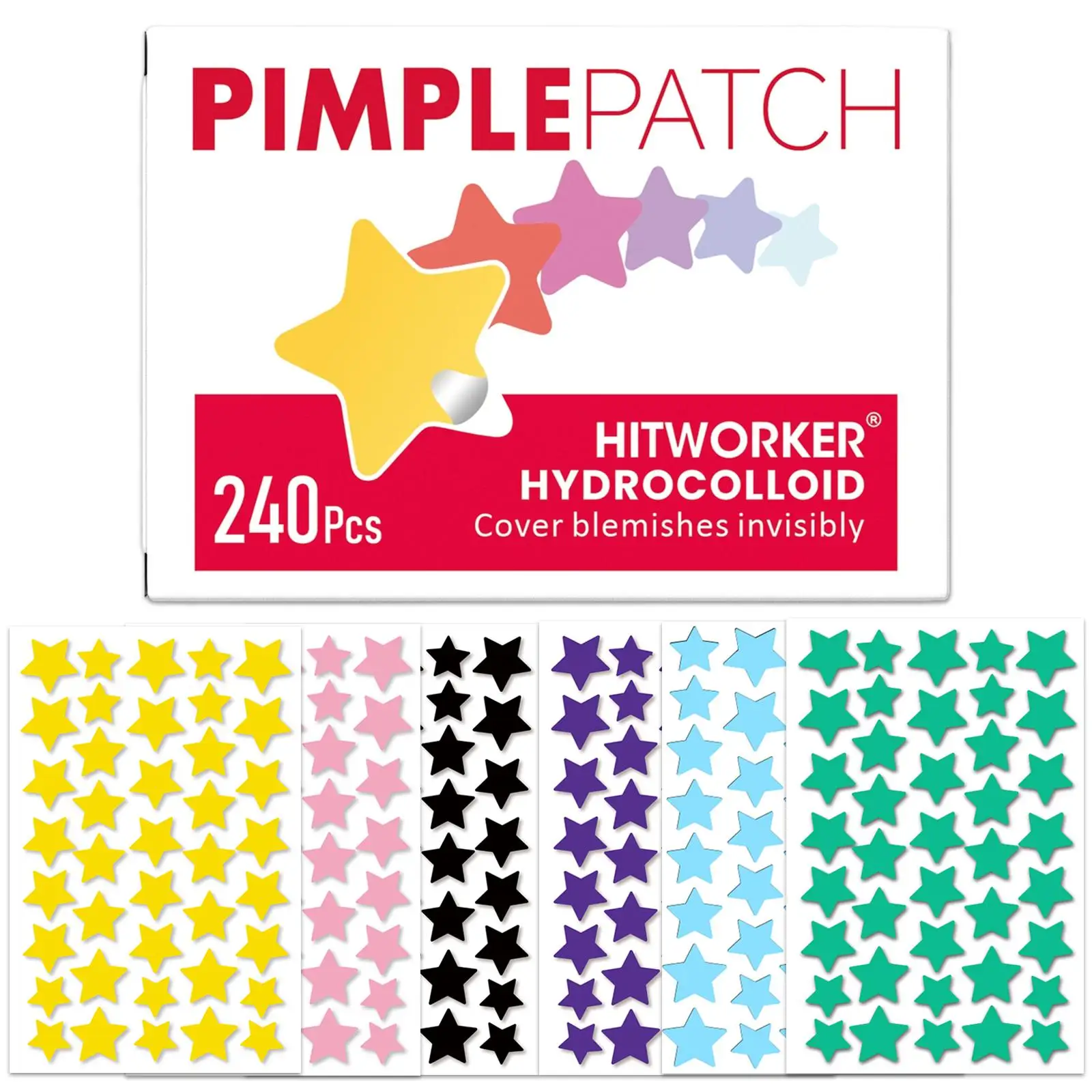 Star shaped hydrocolloid acne patch 240 pieces/box acne patch, alcohol free, gentle and non irritating absorption acne patch