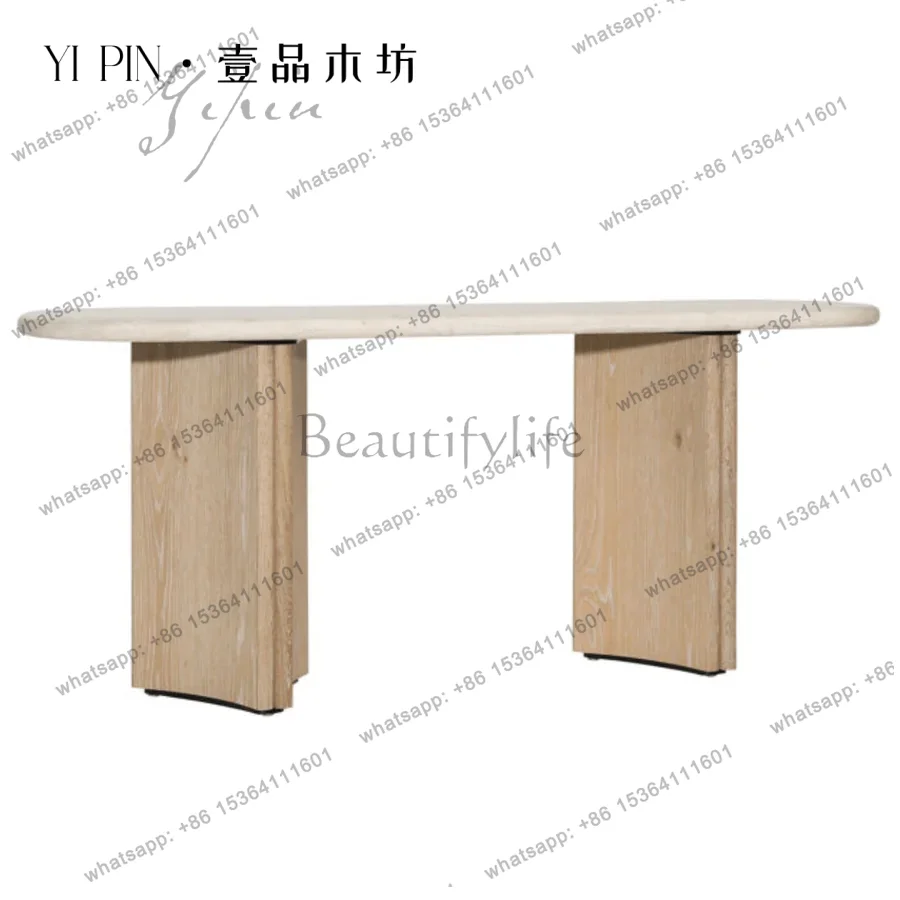 Wabi-sandy wind solid wood entrance table in the ancient style entrance corridor aisle decoration