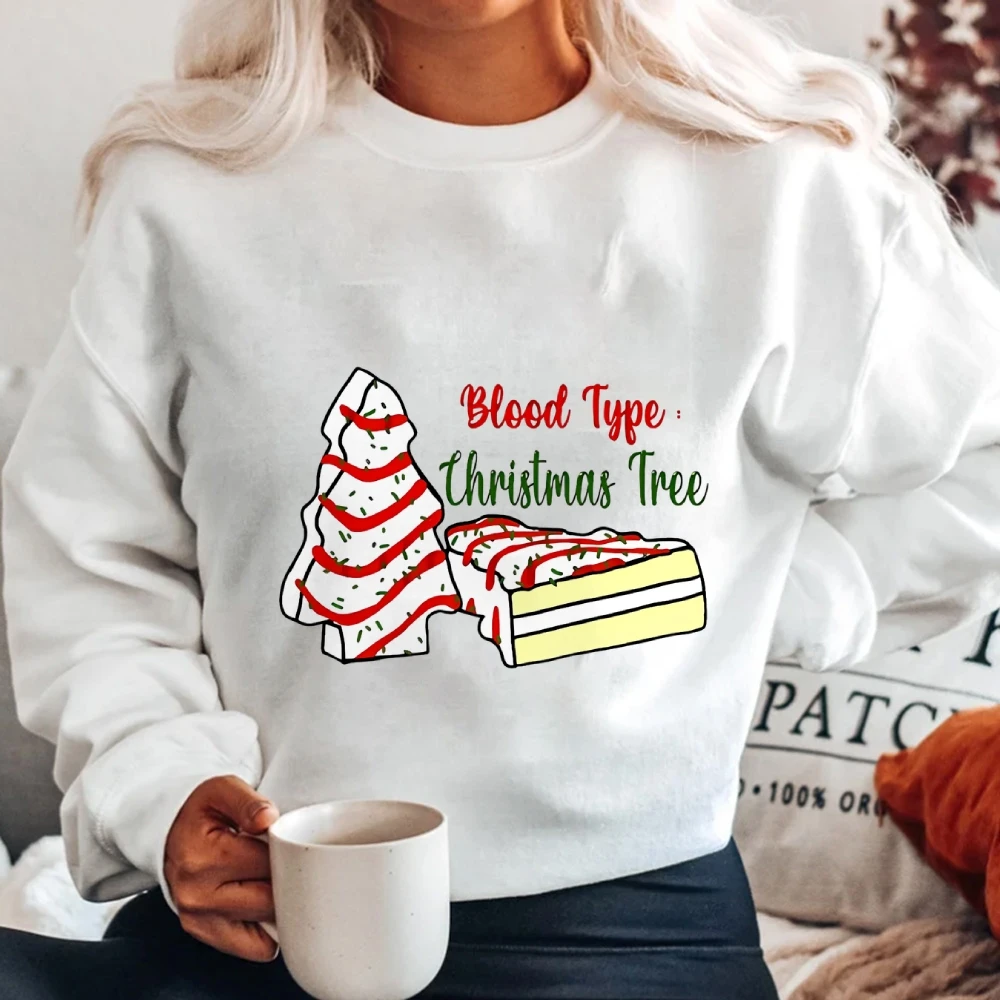 Fashion Women Sweater Hoodie Christmas Hand-Painted Graphic Print High Quality Cotton Crew Neck 2024 New Sweatshirt