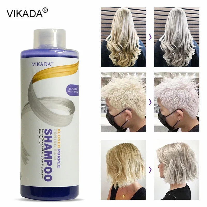 

500ml Silver Ash Look Blonde Bleached Highlighted Shampoos Blonde Purple Hair Shampoo Removes Yellow and Brassy Tones