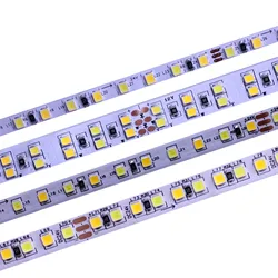 CCT 따뜻한 흰색 밝기 조절 LED 스트립 조명, 5M 2835, 5mm, 8mm, 12mm, 12V, 24V, DC WW, CW, 색 온도 조절 가능, 유연한 테이프 리본