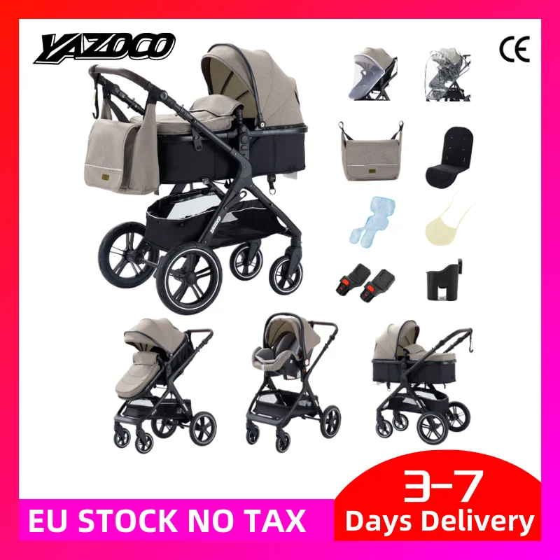 Poussette multifonctionnelle 3 en 1, combinaisons poussette-chauffe-bébé, système de voyage compact 