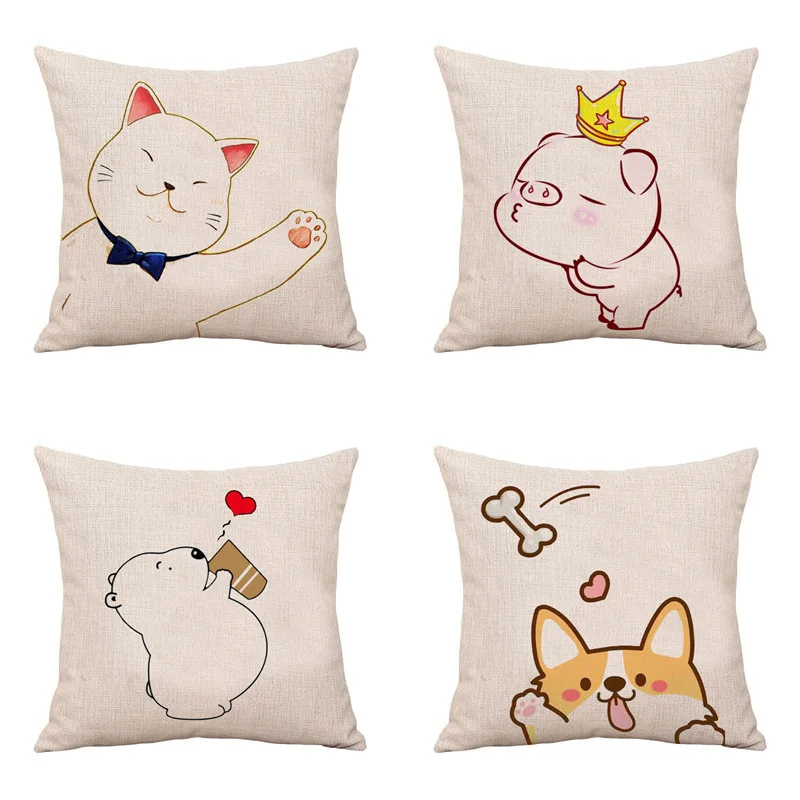 

Decorative Pillowcases Cute Little Cat Linen Throw Pillow Cover Pillows Case for Living Room Sofa Bedroom Decoration Luxury