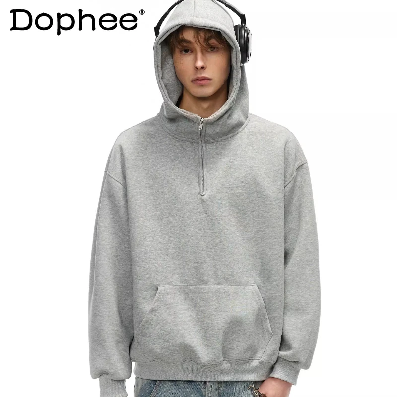 

Fashion Half-Zip Solid Color Hoodies Men Women 2026 Spring Oversize Couple Loose Comfort Hoodies Simple Long Sleeve Stylish Tops