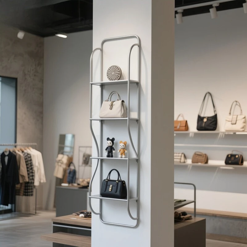 

Clothing store shoe rack display rack on the wall multi-layer silver wrought iron commercial shoe and bag rack creative