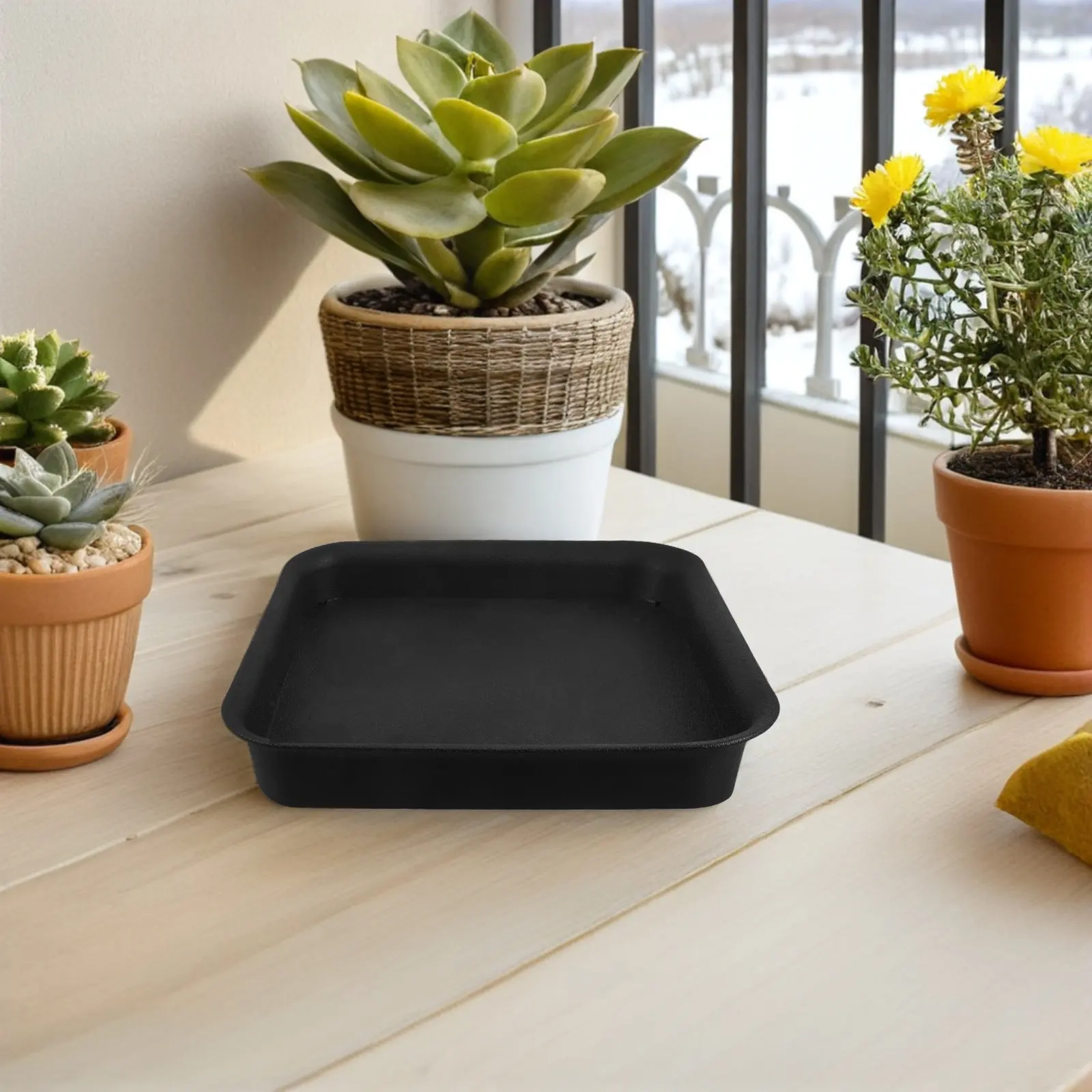 4Pcs 32Cm Square Planter Saucer Thickened Plastic Flowerpot Tray Matte Finish Drainage Water Catcher for Balcony Garden Living