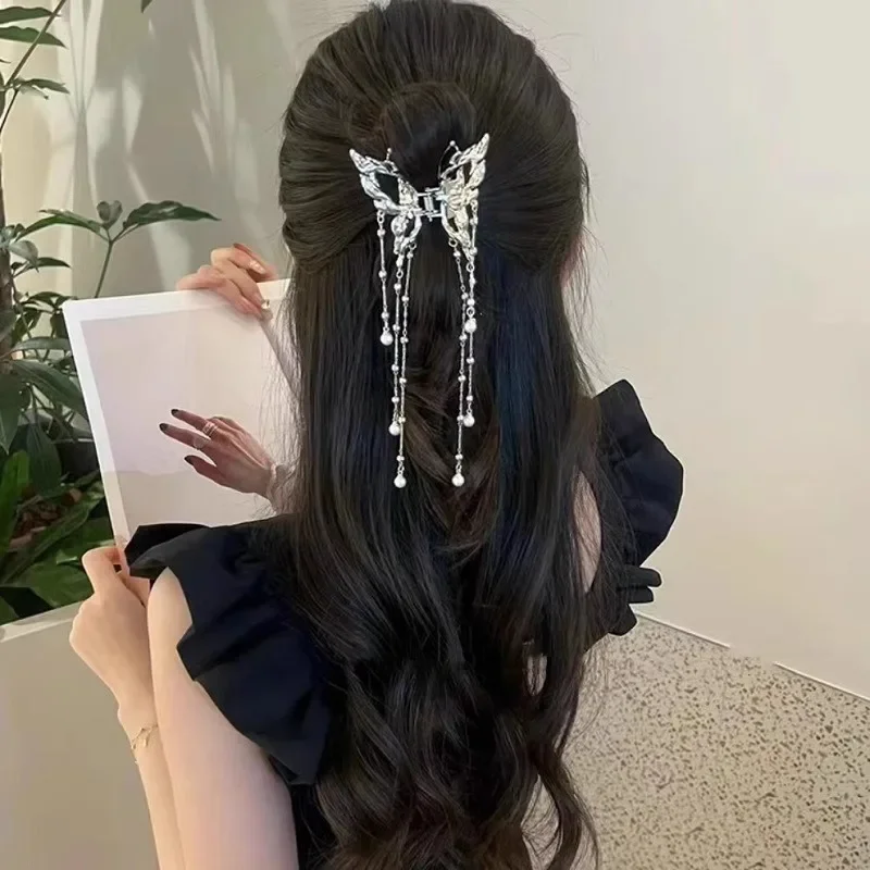 New Shark Crab Clips Girls Hairpin Hair Accessories Korean Women Simple Hair Claw Clip Butterfly Pearl Tassel Hair Clip