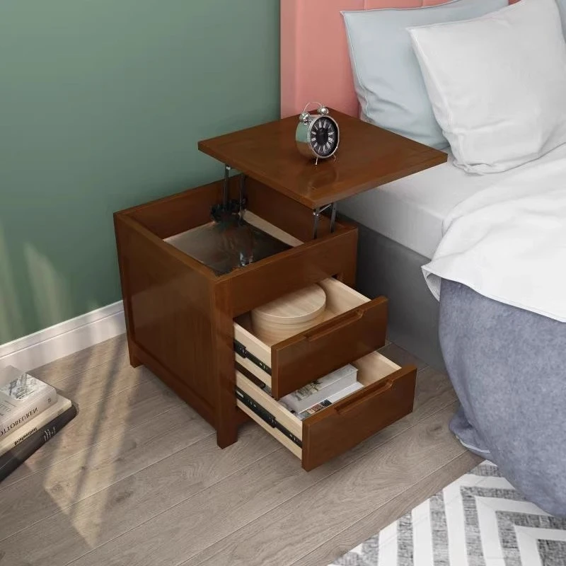 Hidden bedside table All solid wood bedside table Simple modern storage cabinet Nordic locker Bedroom multi-functional cabinet