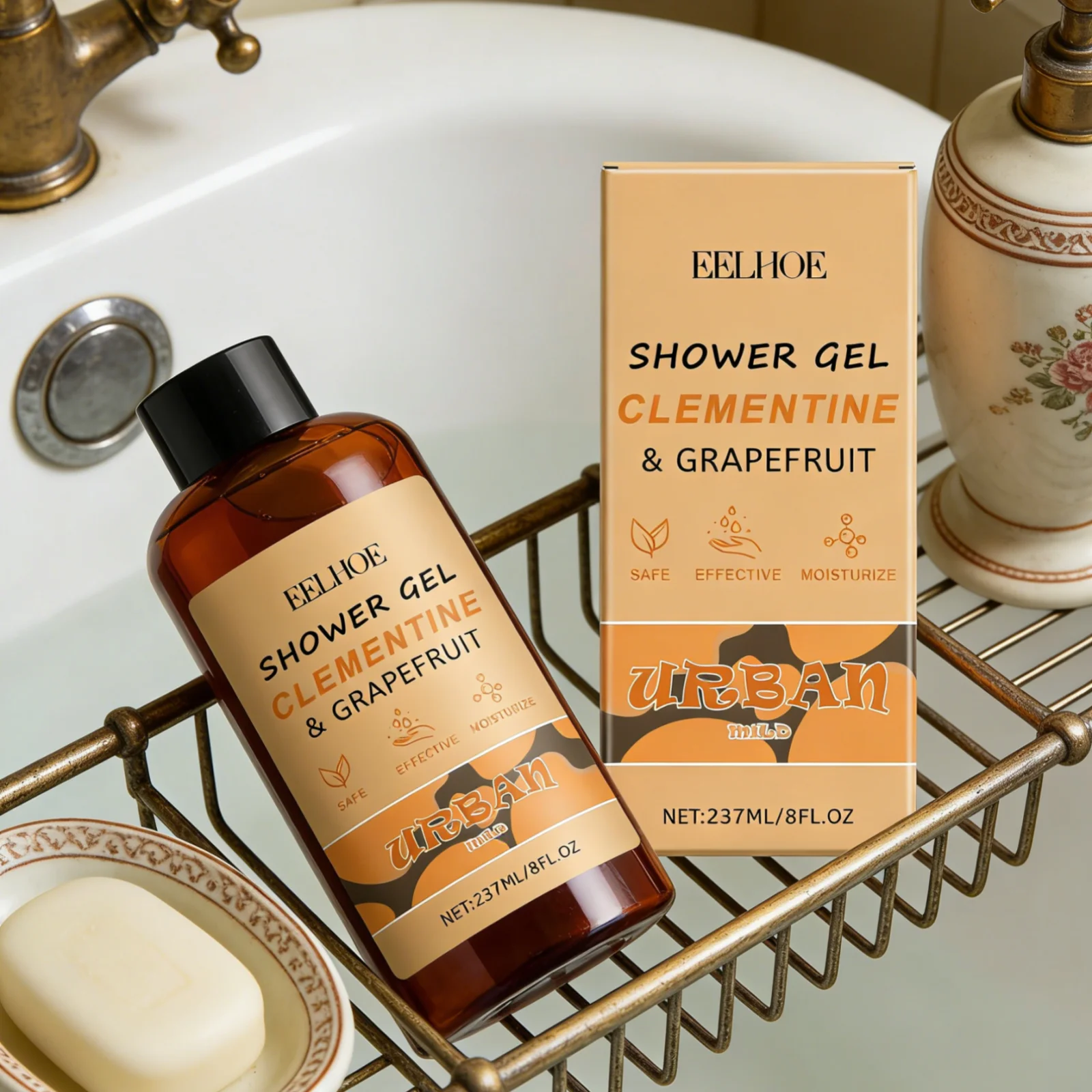 EELHOE Grapefruit Shower Gel Deep Cleansing Strengthen Skin Barrier Long Lasting Fragrance Gentle Moisturizing Body Wash 237ml
