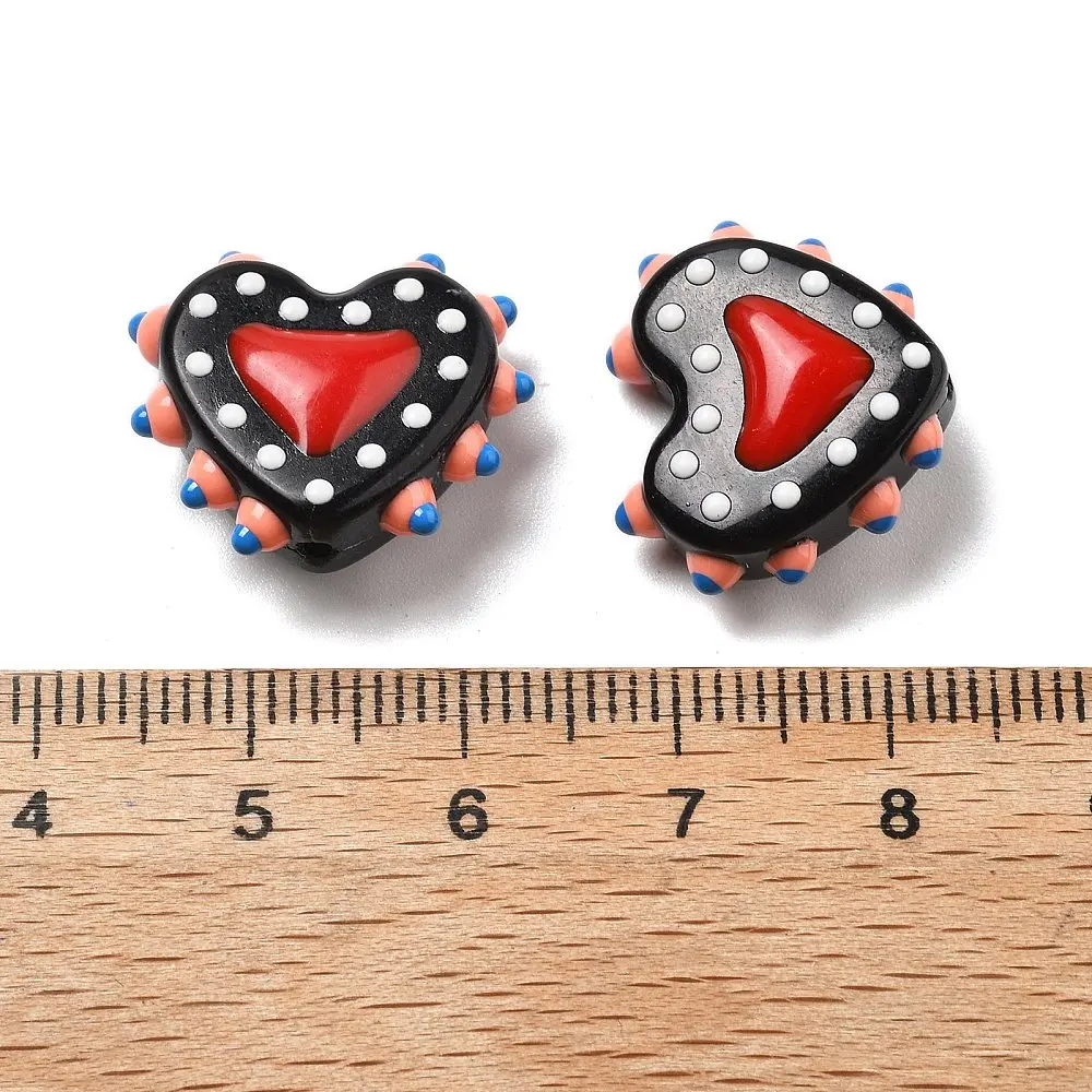 PandaHall 25 Stück Backlack-Glasperlen in Herzform, Emaille-beschichtet, 16-17x18x7mm, 1,2mm Loch für DIY Schmuck- und Halskettenherstellung – Detail 28