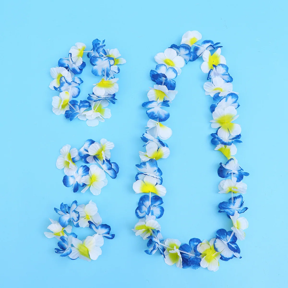 

10 Set/40 Two-color Wreath Birthday Decorations Luau Party Garland Hawaii Neck Kit Artificial Flowers Favors Make up