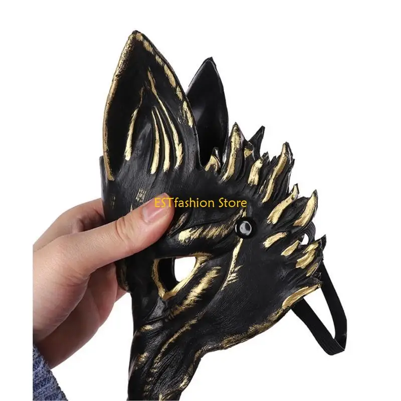 Y5GC Scary Animal Halb Gesichtsmaske Cosplays Mask 3d Wolf Headmaske für Frauen Mann Geschenke