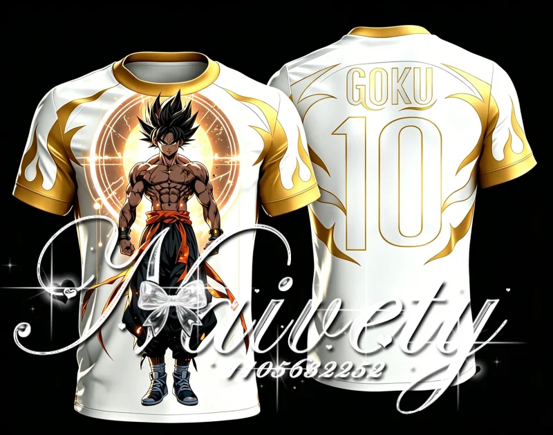 2026 New Summer Dragon Ball Ultra Instinct Base Goku 3DPrint Soccer Jersey Unisex Loose Anime Trendy Sports Short Sleeve T-shirt
