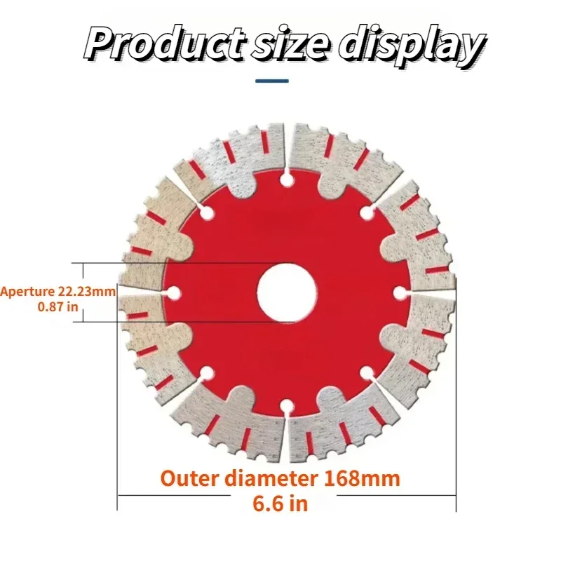 168mm/6.6in Diamond Cutting Saw Blade for Concrete Reinforced Cement Brick Wall Dry Cutting and Wet Cutting