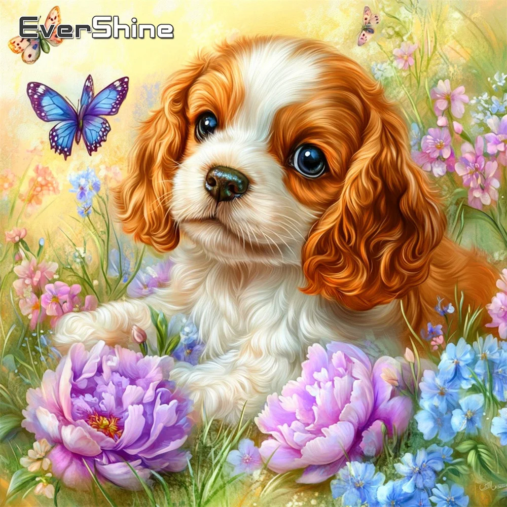 

Алмазная вышивка EverShine: Картина с собакой, полная выкладка стразами, мозаика, цветы, DIY, вышивка крестом, декор для дома