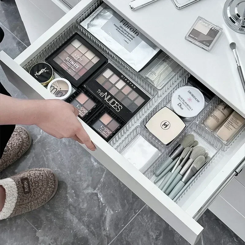 مجموعة منظمو أدراج المكتب غير المحدودة، منظم مكياج لتخزين الحمام البلاستيكي، صناديق صندوق تخزين شفافة وواضحة #4