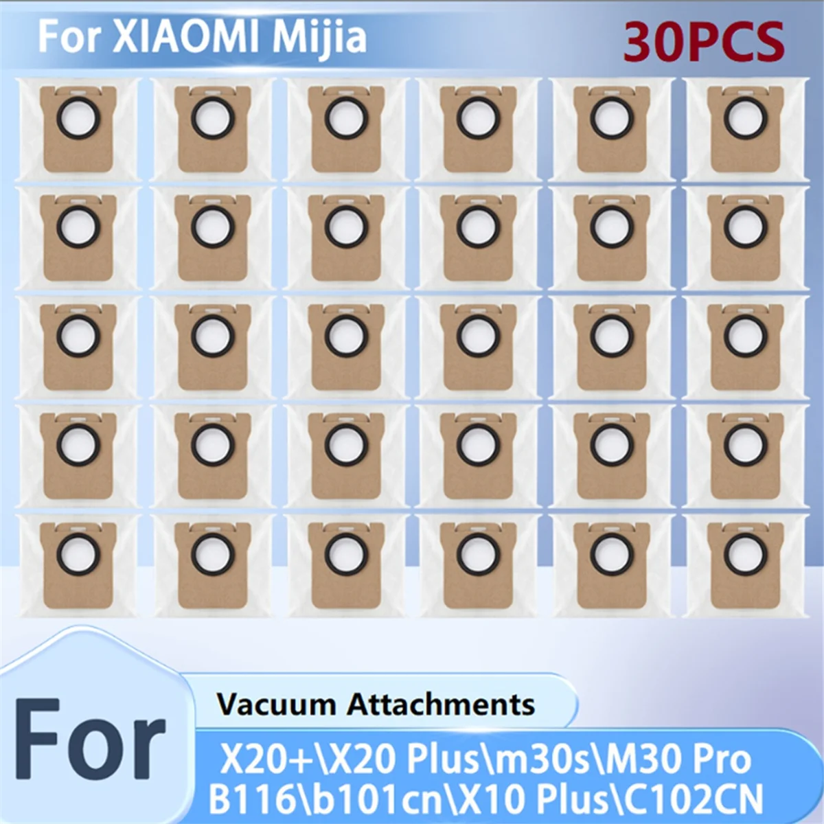 X20 +/X20 Plus/M30s/M30 Pro/B116/B101CN/X10 Plus/C102CN 로봇 진공 청소기 부품 용 FZFZ 30PCS 먼지 봉투