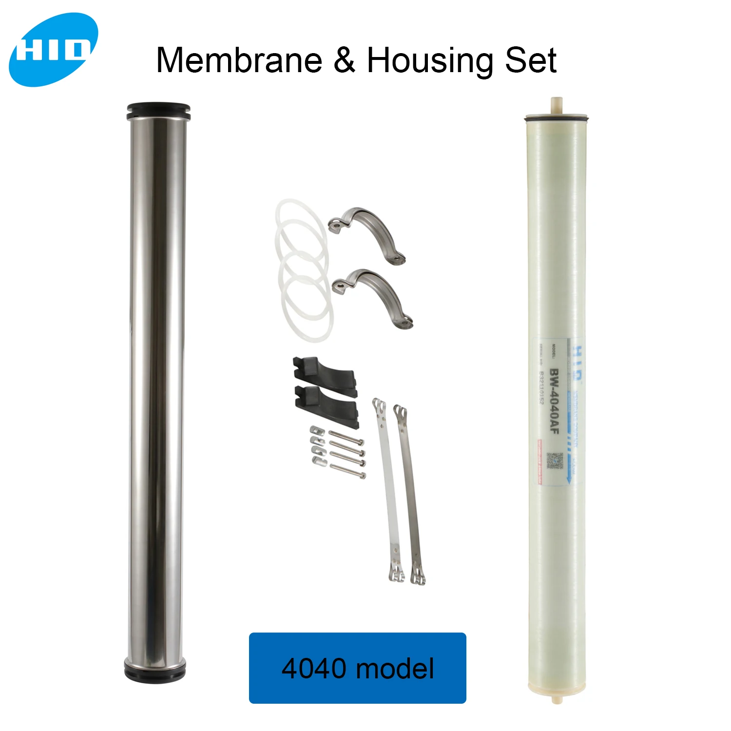 HID BW-4040AF Industrial RO Membrane Kit 4040 4'' x 40'' 4 Inch Seamed Stainless Steel 304 SS Housing & Accessories