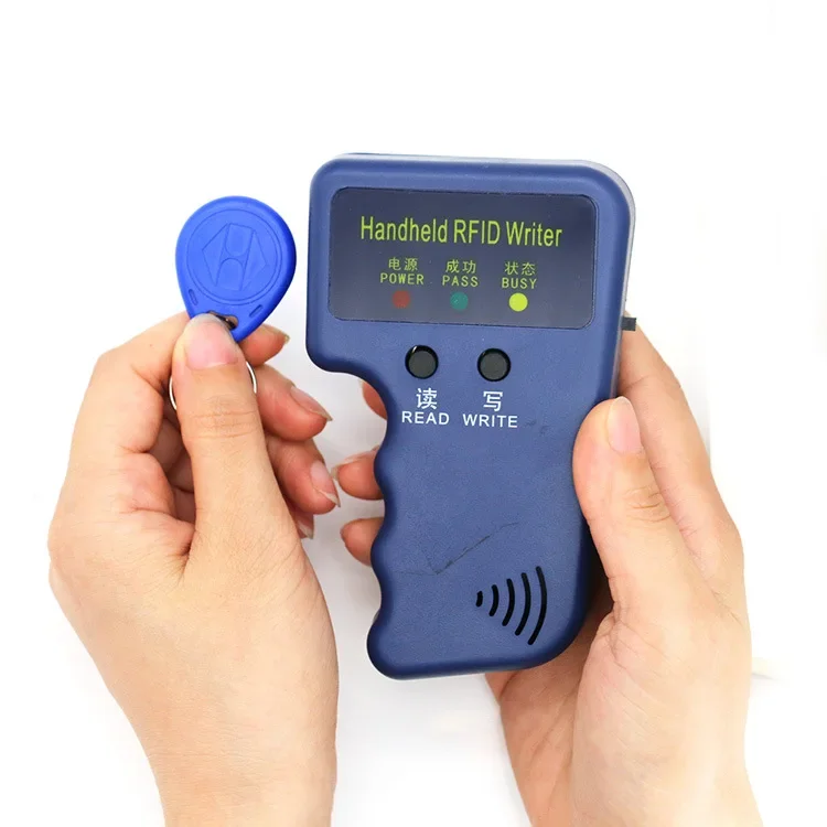 Repetitive Handheld 125KHz EM4100 5200 RFID ID Card Writer Copier Duplicator Programmer + 2pcs T5577 Rewritable Keyfobs Tags