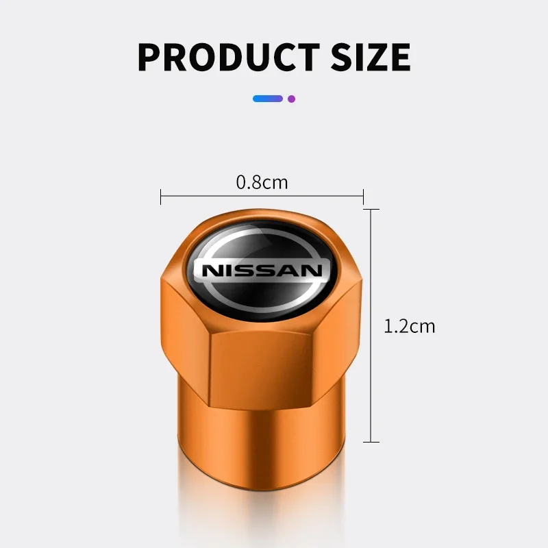 Hex Tire Valve Stem Caps Hexagon Car Tyre Valve Covers For Nissan Qashqai J10 X Trail T32 T31 Tiida leaf Juke Primera Note