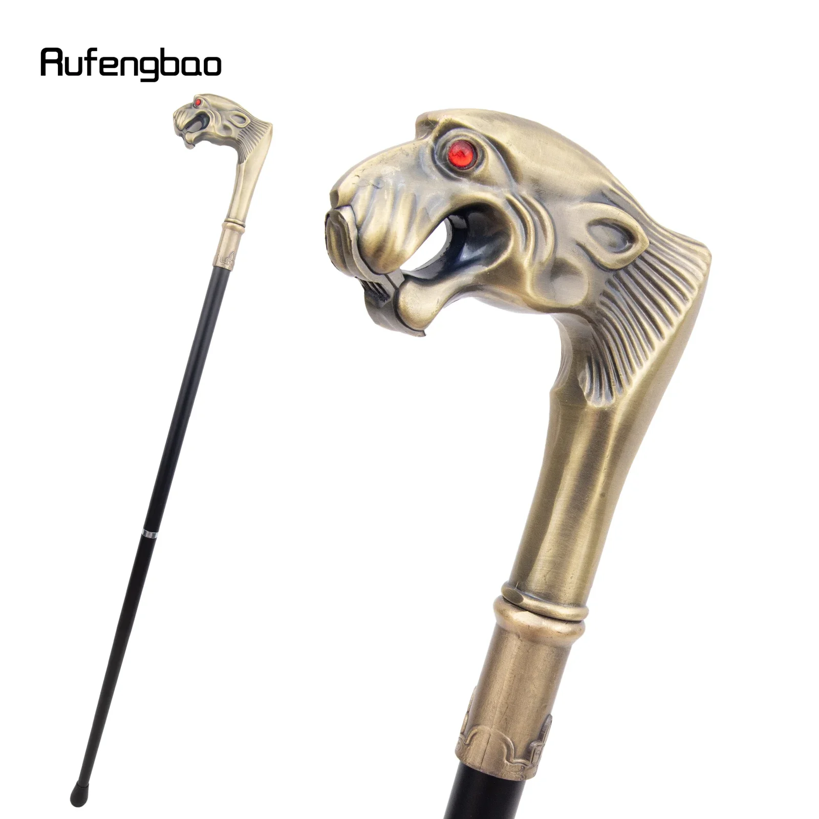 Copper Leopard Red Eye Luxury Fashion Cosplay Walking Stick Party Decorative Cane Elegant Crosier Knob Stick 92cm