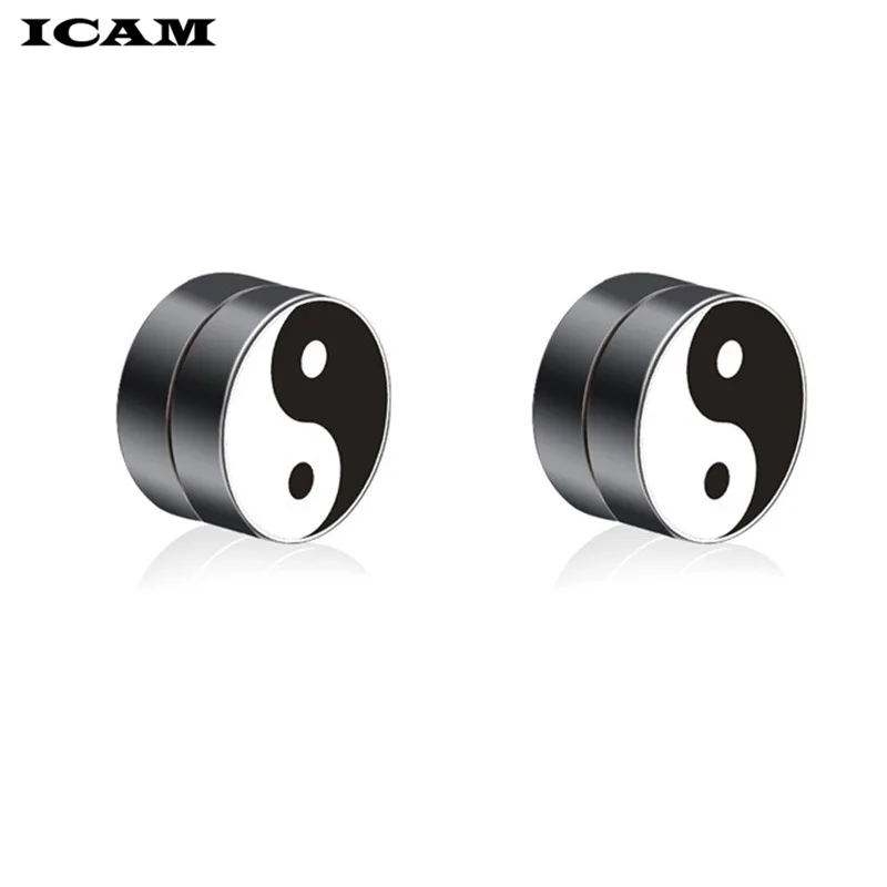 ICAM High Quality Magnetic Stud Earrings For Men 316l Stainless Steel Magnet Taichi Earrings Jewelry for Men and Women