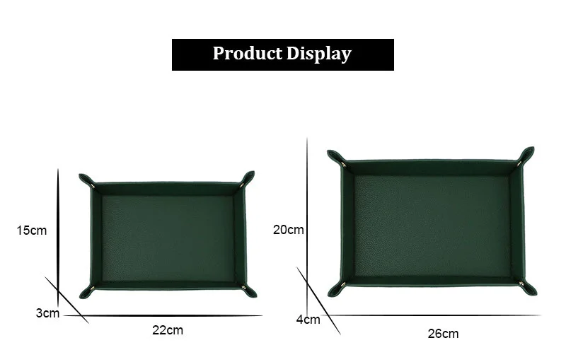 Free Customized Foldable PU Leather Tray for DIce Table Key Wallet Coin Organizer Square Tray Desktop Storage Box Jewelry Tray