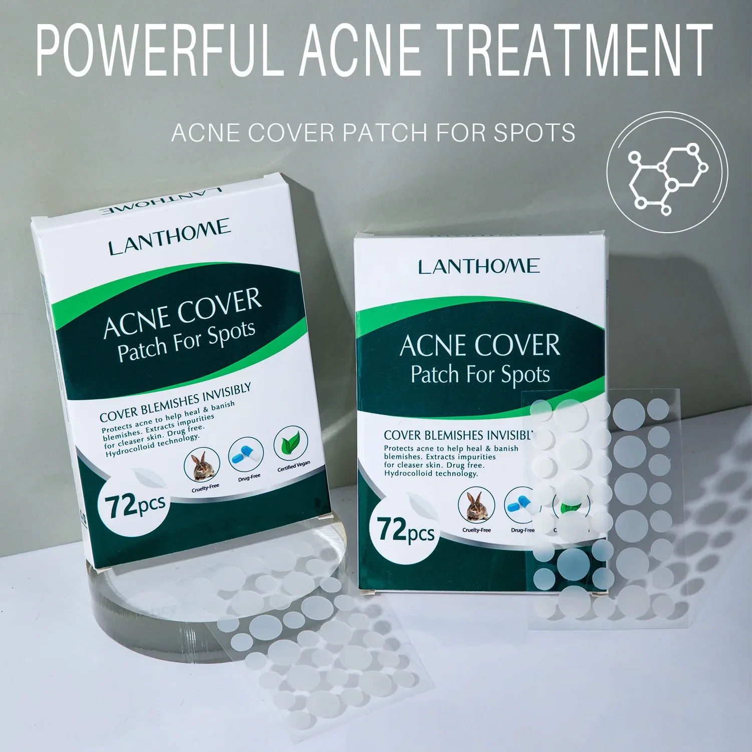 

Best Price Lanthome Acne Patch Anti-acne Patch Mild Fade Acne Mark Repair Concealer Face (1 Box 72pcs)*2