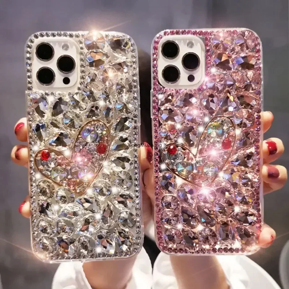Glitter amor coração moda feminina strass caso personalizado para motorola e7 power e6 e13 e20 e30 e40 e22 e32 e32s g10 g20 g30 50 g31