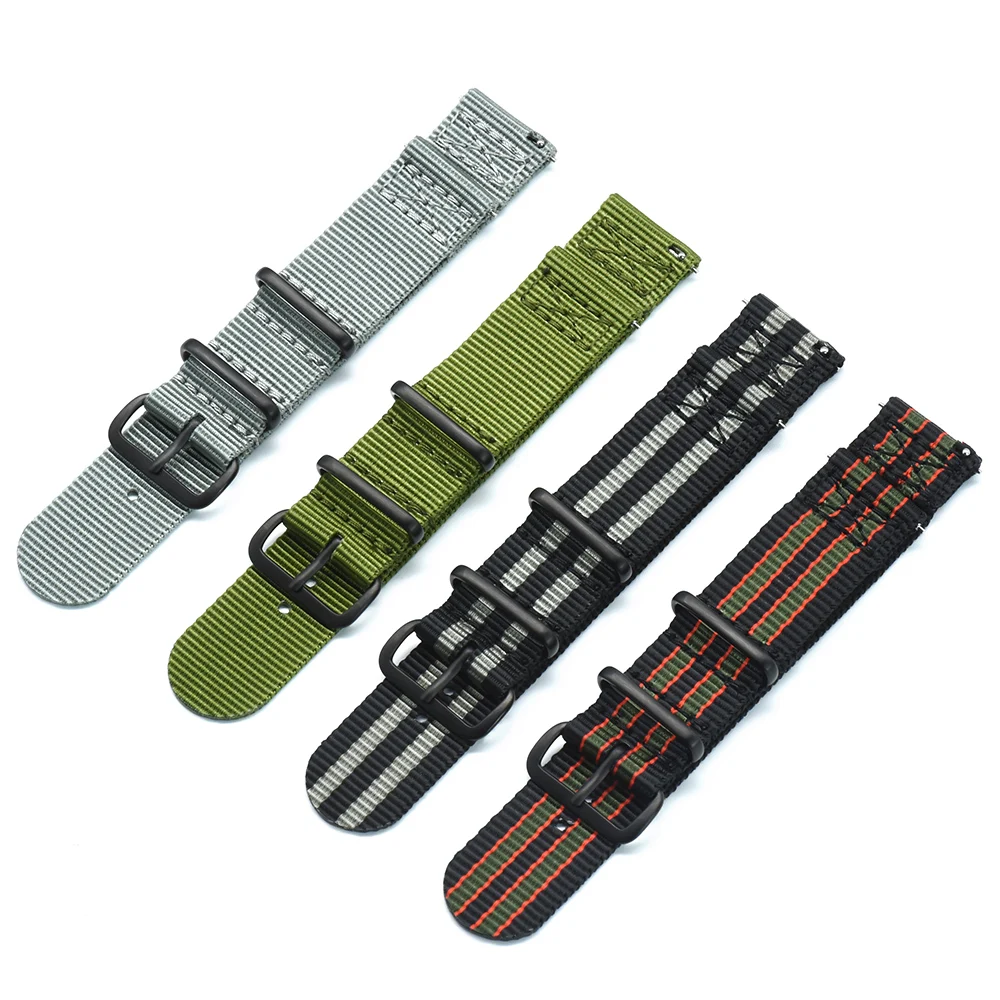 MZDTIMK 2 piezas correa de tela de vela de nailon 20mm 22mm bandas de nailon de liberación rápida para Huawei/Samsung Galaxy/Amazfit accesorios de reloj