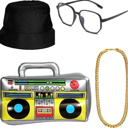 PESENAR Hip Hop Costume Kit, Hat Sunglasses Gold Chain 80s/ 90s Rapper Accessories