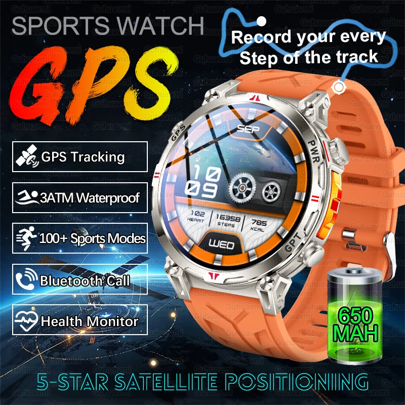 

Men Outdoors Military GPS Sports Smart Watch 3ATM Waterproof Dual-Band GPS Compass Altimeter Swimming Bluetooth Call Smartwatch