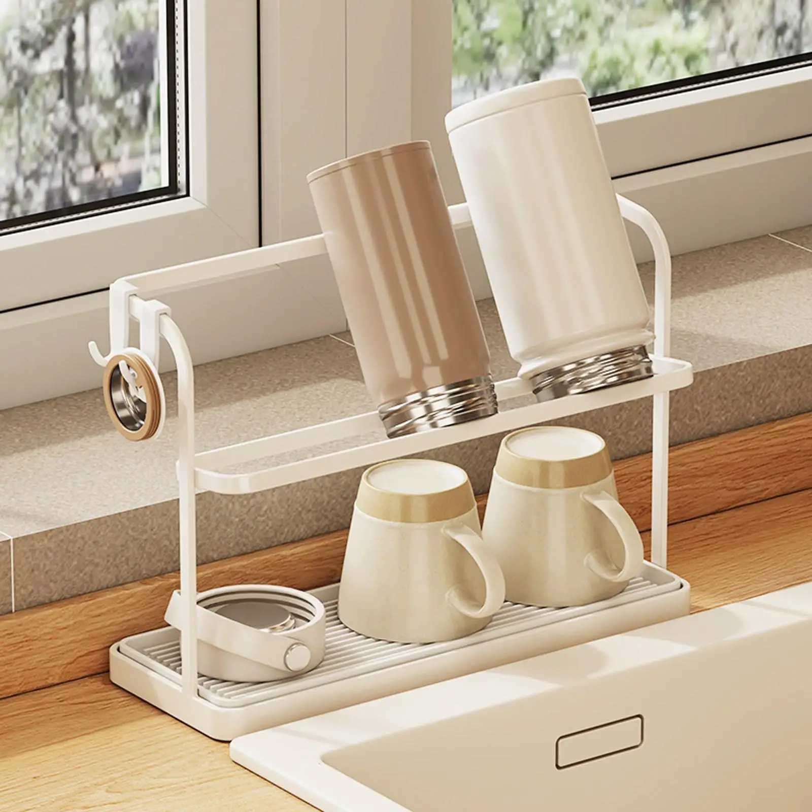 

2 Layer Bottle Drain Rack Countertop Bottle Drying Rack Counter Top Desktop Nonslip Container Storage Rack Cup Drying Rack