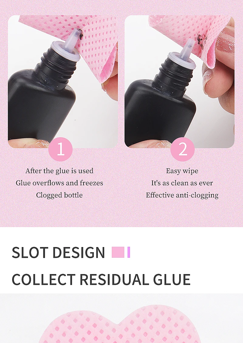 200 stücke Einweg Wimpern Verlängerung Kleber Reinigung Baumwolle Pads Herzförmige Make-Up Entferner Baumwolle Wischen Servietten Kosmetik Werkzeuge – Detail 4