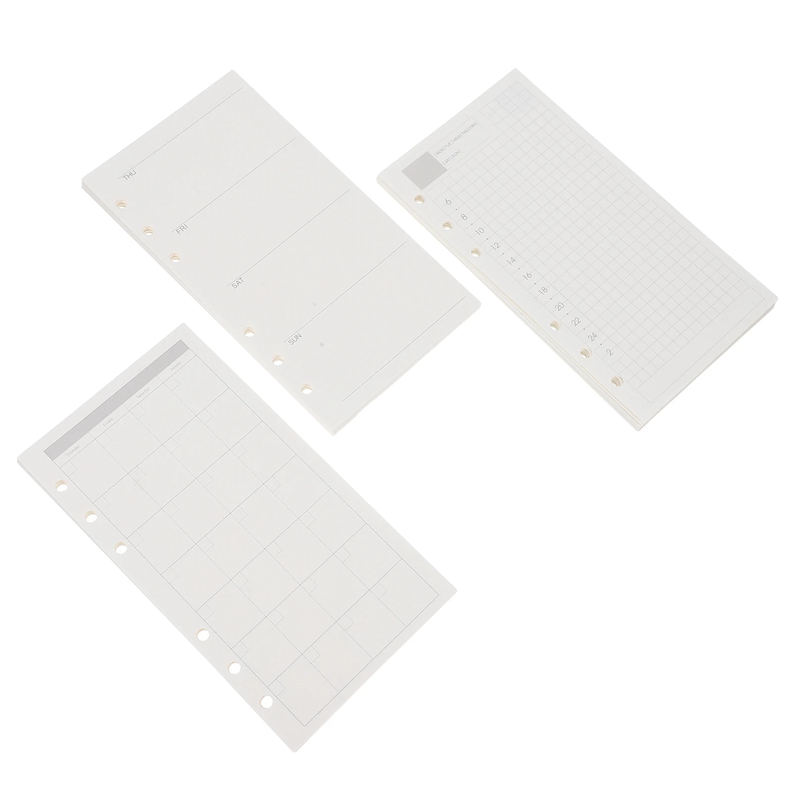 

3pcs Refill Pages Undated Planner Refills Undated Daily Weekly Monthly 6 Hole Loose Leaf Binder Paper Inserts Pocket Filler
