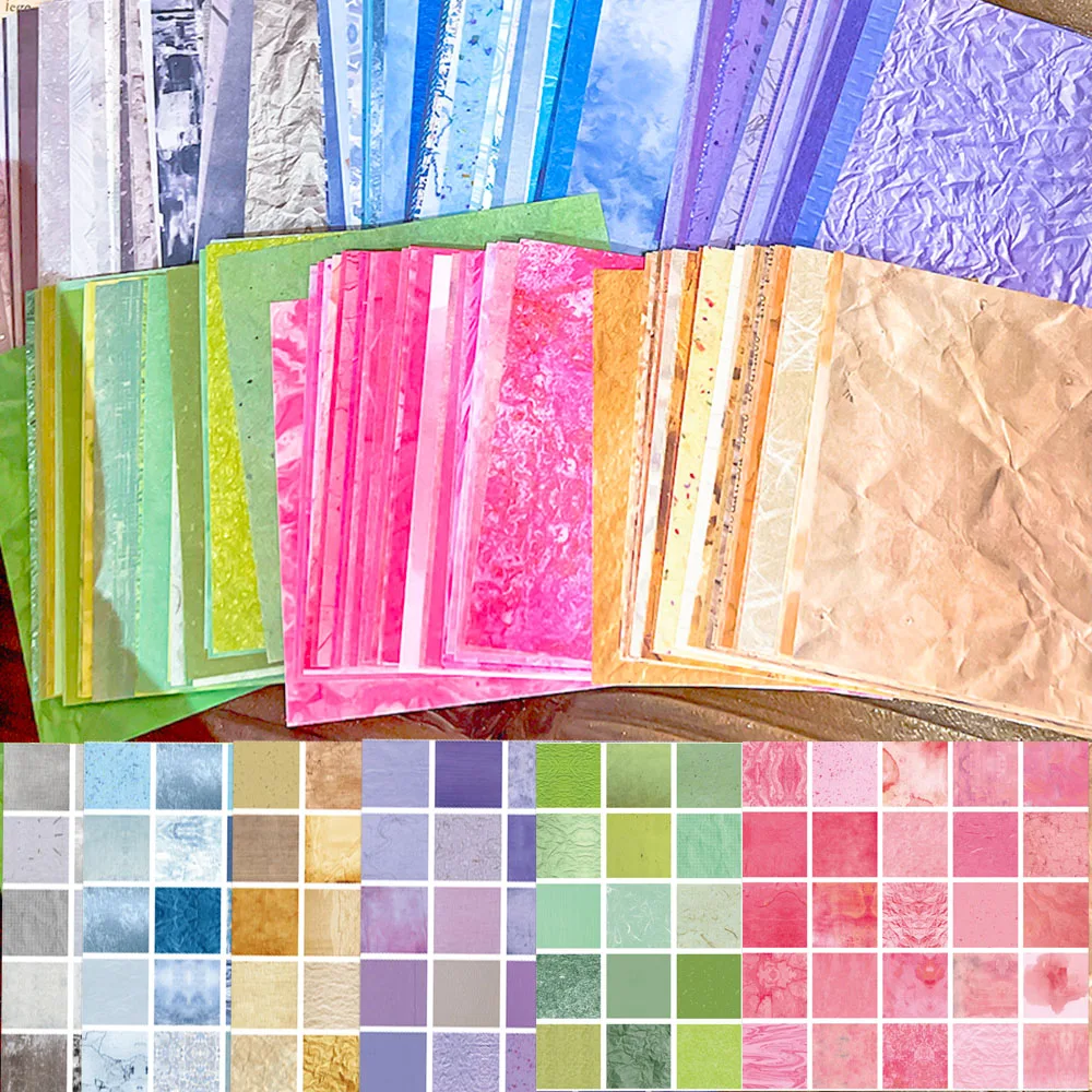 100 Pcs Colorful Texture Background Craft Paper Junk Journal Planner Scrapbooking Vintage Decoupage Decoration DIY Photo Albums view 6